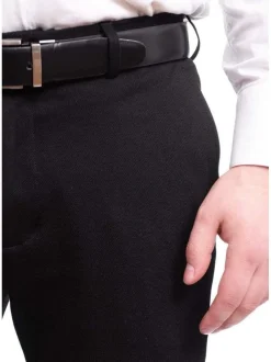 Mens Slim Fit Solid Black Stretch Chino Pants