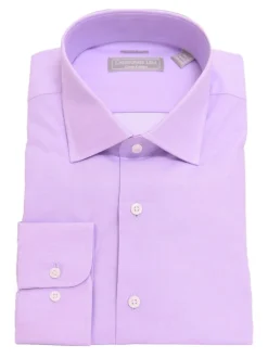Mens Slim Fit Solid Lavender Purple Spread Collar Cotton Dress Shirt