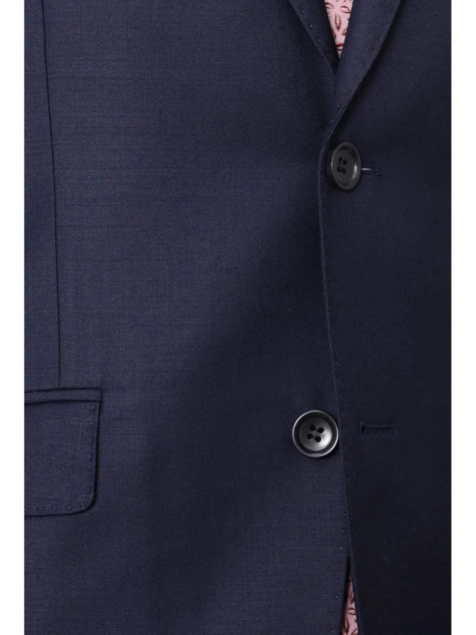 Men's Slim Fit Solid Navy Blue Two Button Wrinkle Resistant 100% Wool Suit