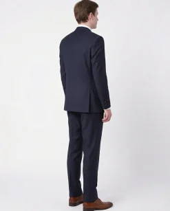 Men's Slim Fit Solid Navy Blue Two Button Wool Suit