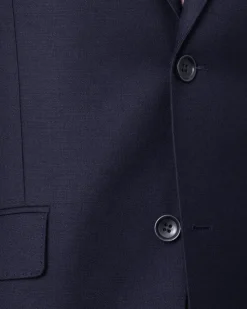 Men's Slim Fit Solid Navy Blue Two Button Wool Suit
