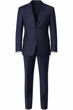 Men's Slim Fit Solid Navy Blue Two Button Wool Suit
