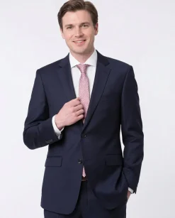 Men's Slim Fit Solid Navy Blue Two Button Wool Suit