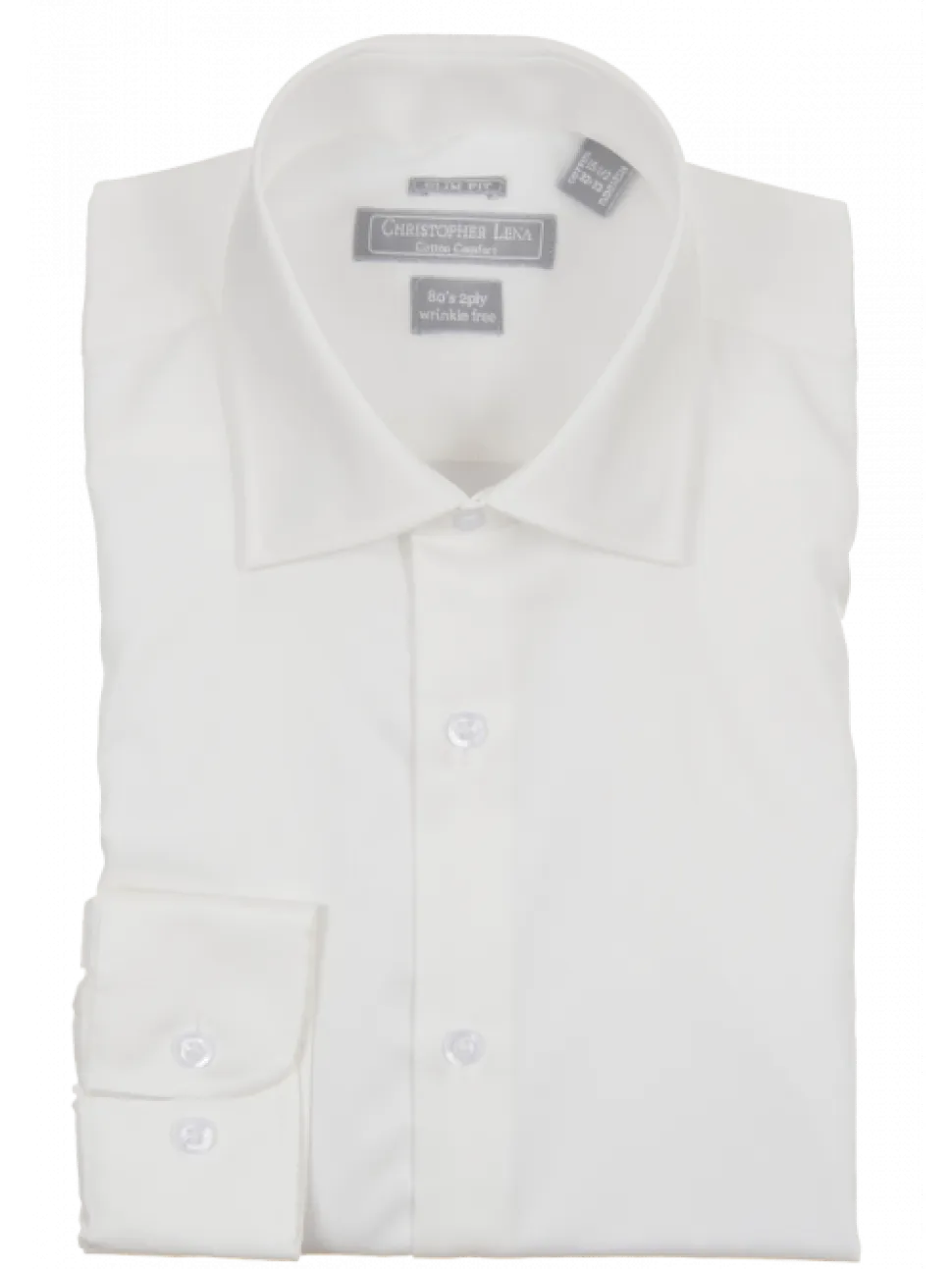 Mens Slim Fit Solid Off White Spread Collar Wrinkle Free 100% Cotton Dress Shirt