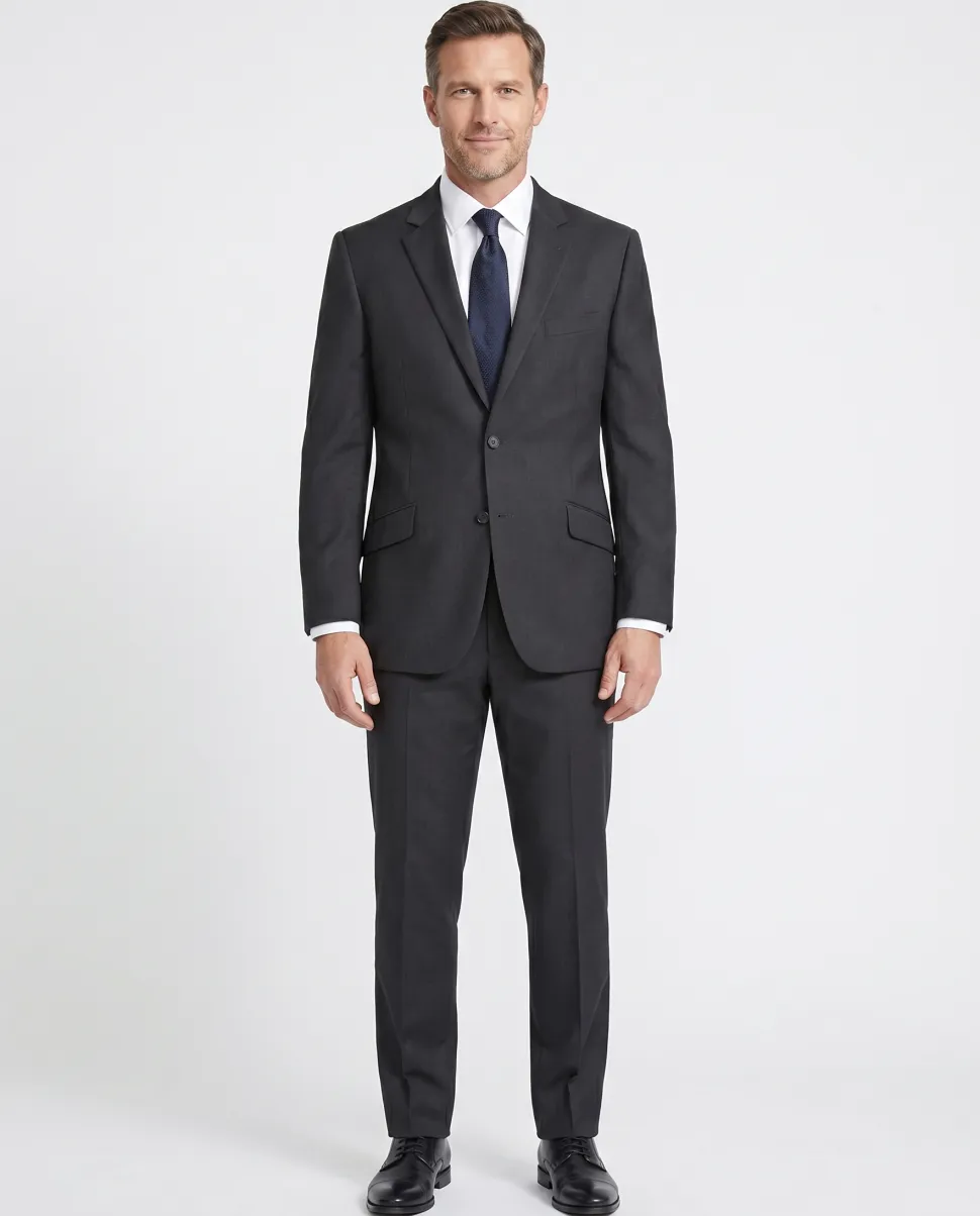 Men's Slim Fit Solid Stretch 2-Piece Suit