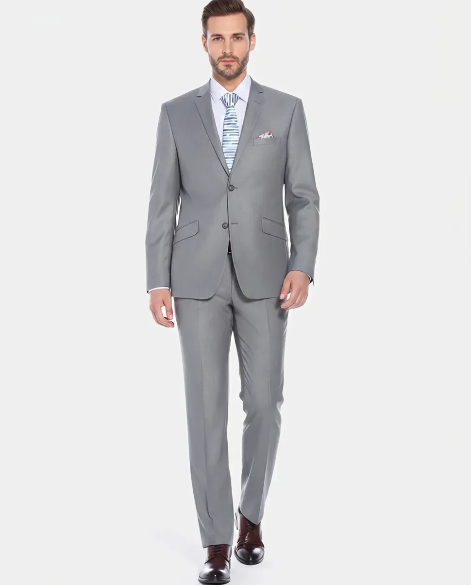 Men's Slim Fit Solid Stretch 2-Piece Suit