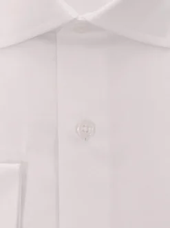 Men's Slim Fit Solid White Spread Collar Wrinkle Free 100% Cotton Dress Shirt