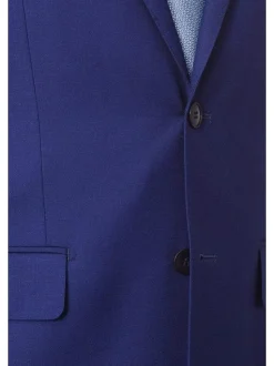 Mens Slim Fit Two Button 100% Wool Wrinkle Resistant Suit - Royal Blue