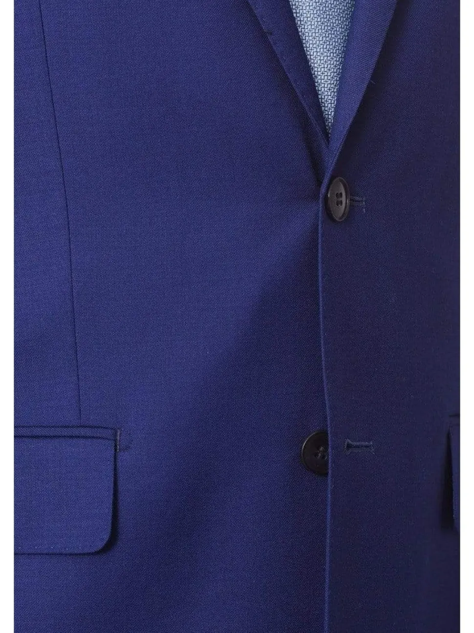 Mens Slim Fit Two Button 100% Wool Wrinkle Resistant Suit - Royal Blue