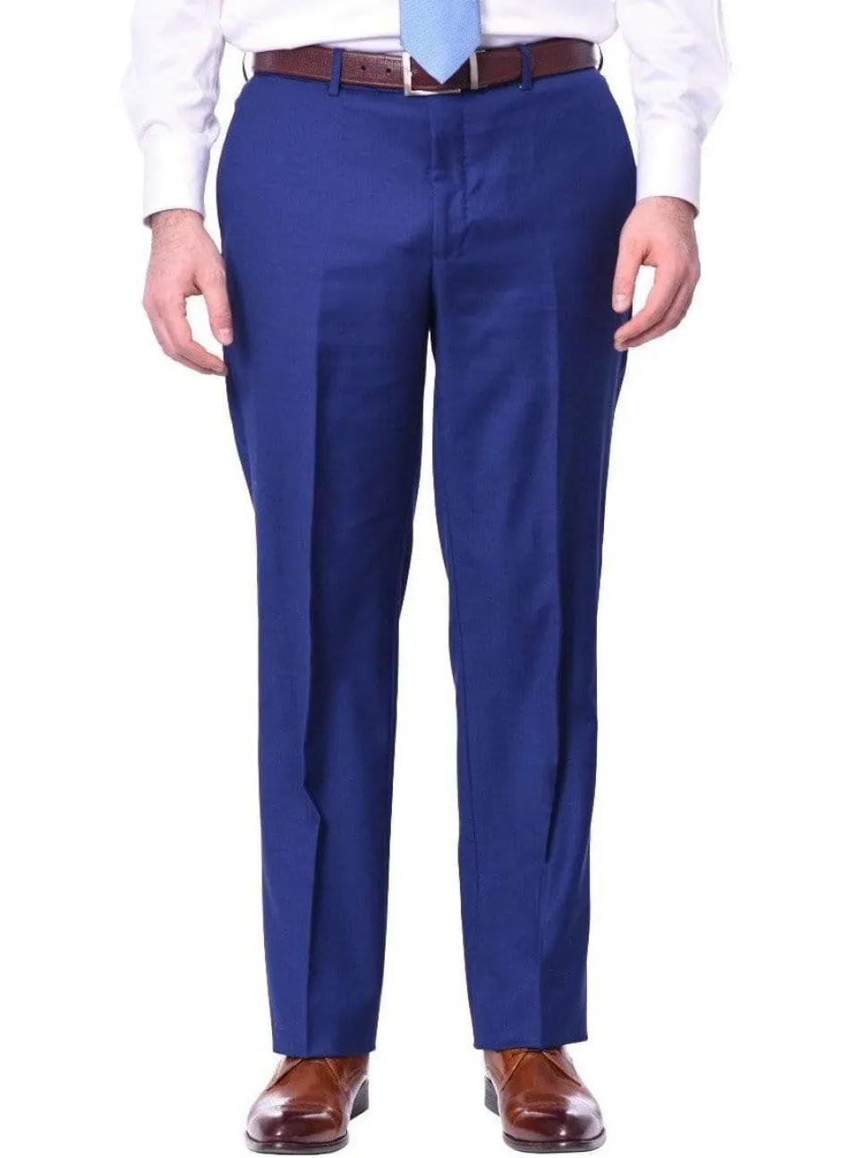 Mens Slim Fit Two Button 100% Wool Wrinkle Resistant Suit - Royal Blue