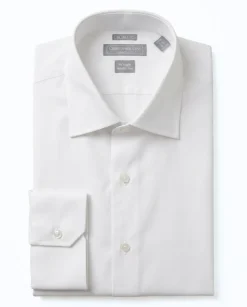 Mens Slim Fit White Textured Spread French Cuff Wrinkle Free Cotton Dress Shirt