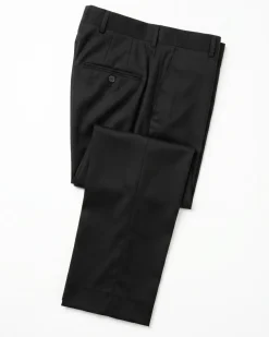 Mens Solid Black Slim Fit VBC Wool Prehemmed 2-Button Suit