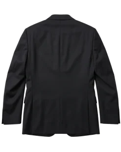 Mens Solid Black Slim Fit VBC Wool Prehemmed 2-Button Suit