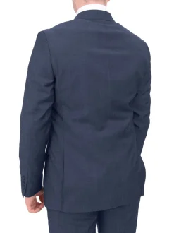 Mens Solid Blue 100% Wool Slim Fit 2 Button 2 Piece Suit