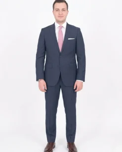 Mens Solid Blue 100% Wool Slim Fit 2 Button 2 Piece Suit
