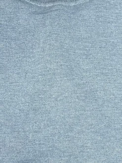 Men's Solid Light Blue Pullover Cotton Blend Turtleneck Sweater