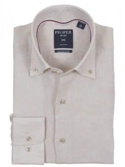 Mens Tan Modern Fit Spread Collar 100% Linen Dress Shirt