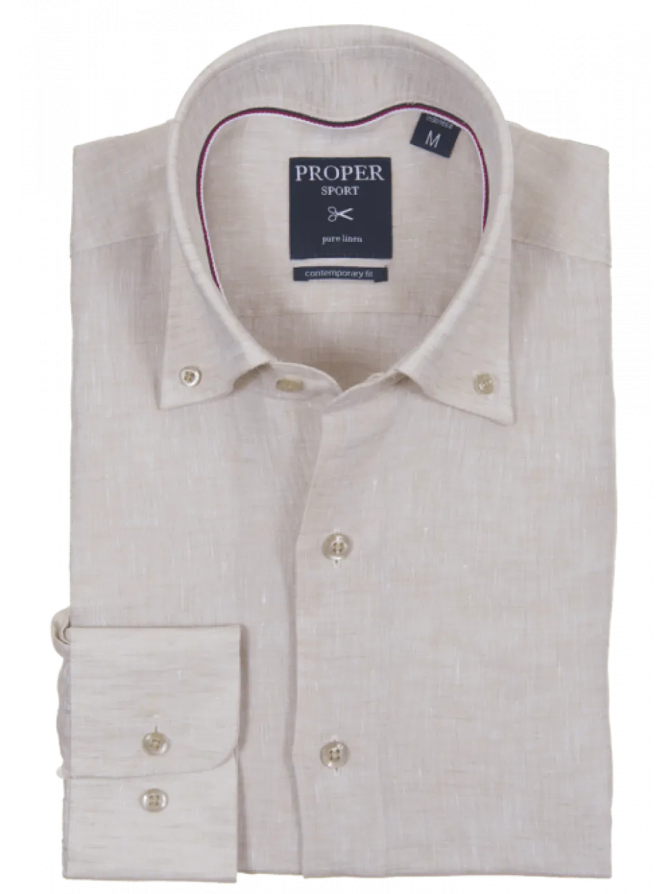 Mens Tan Modern Fit Spread Collar 100% Linen Dress Shirt