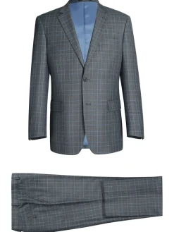 Men's Two Piece Classic Fit Windowpane Check Suit