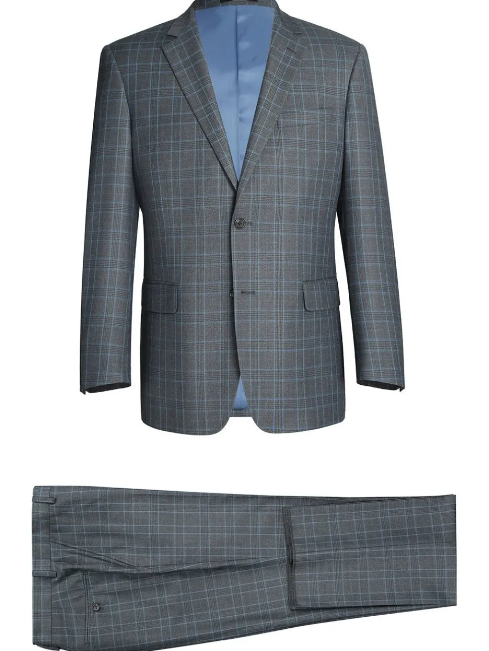 Men's Two Piece Classic Fit Windowpane Check Suit