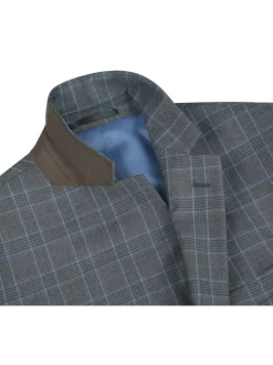 Men's Two Piece Classic Fit Windowpane Check Suit