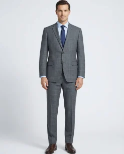 Men's Two Piece Classic Fit Windowpane Check Suit