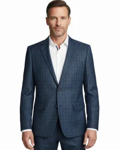 Men's Two Piece Classic Fit Windowpane Check Suit