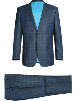 Men's Two Piece Classic Fit Windowpane Check Suit