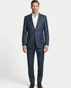 Men's Two Piece Classic Fit Windowpane Check Suit
