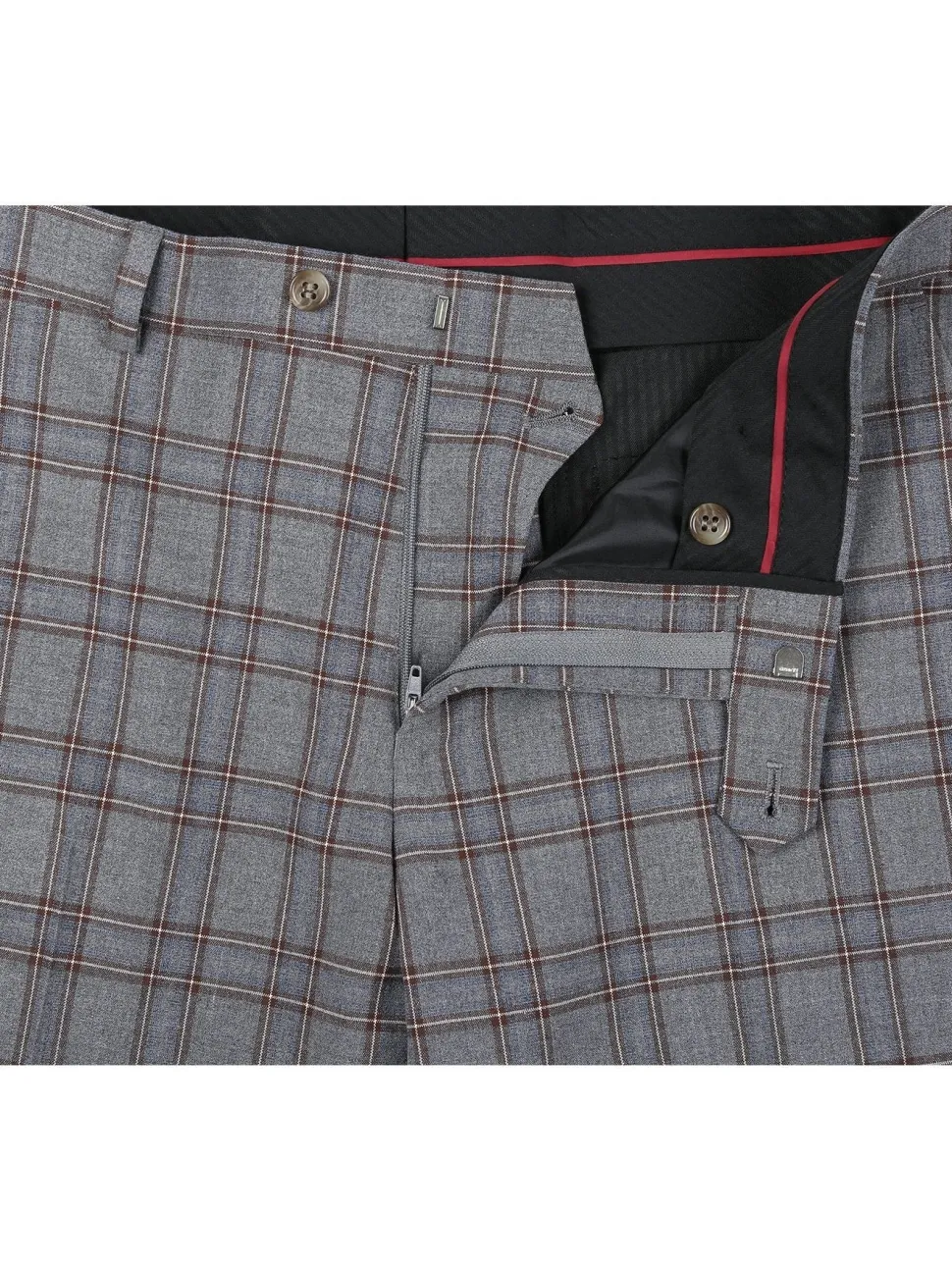 Men's Two Piece Slim Fit Stretch Windowpane Check Suit