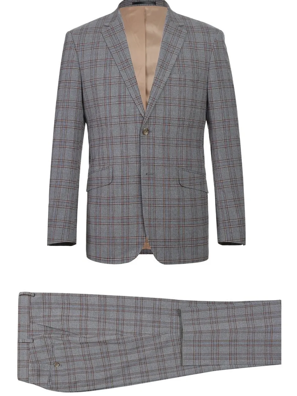 Men's Two Piece Slim Fit Stretch Windowpane Check Suit