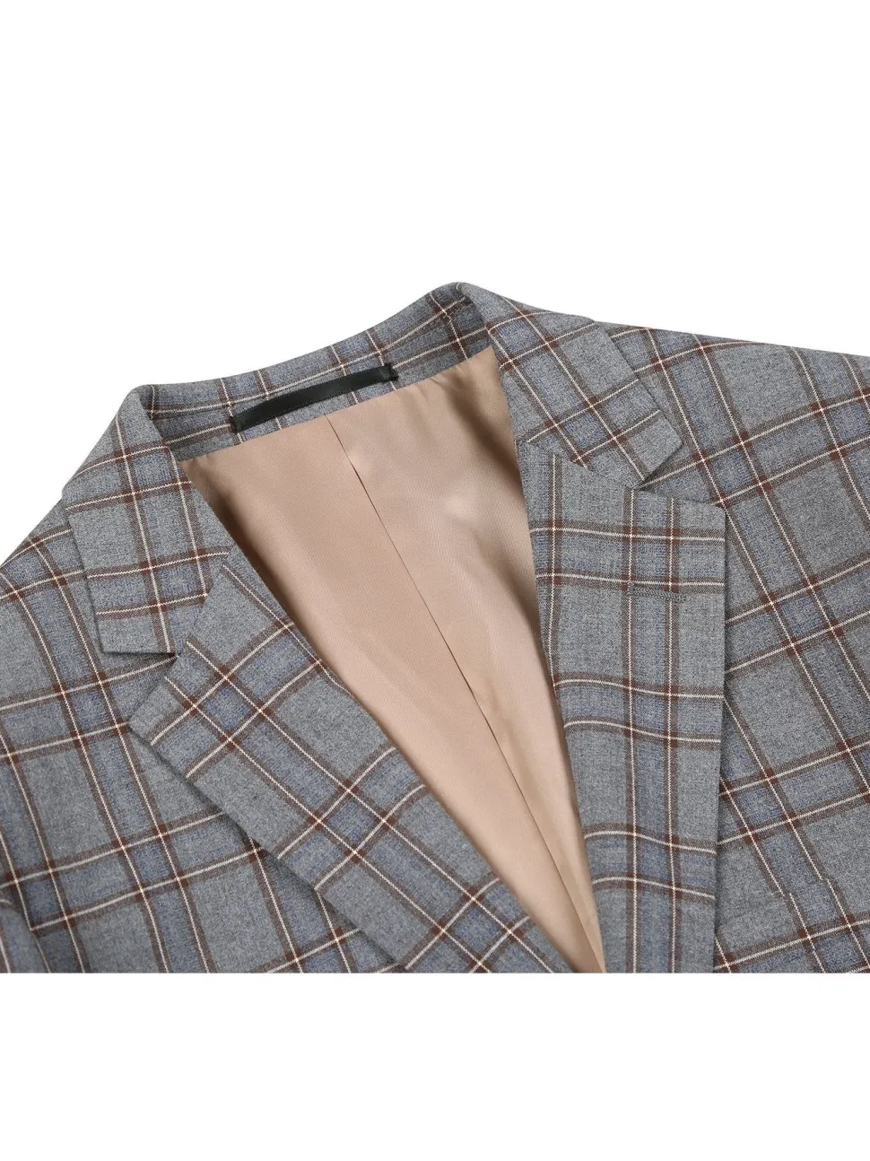 Men's Two Piece Slim Fit Stretch Windowpane Check Suit