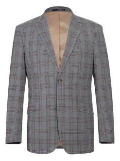 Men's Two Piece Slim Fit Stretch Windowpane Check Suit