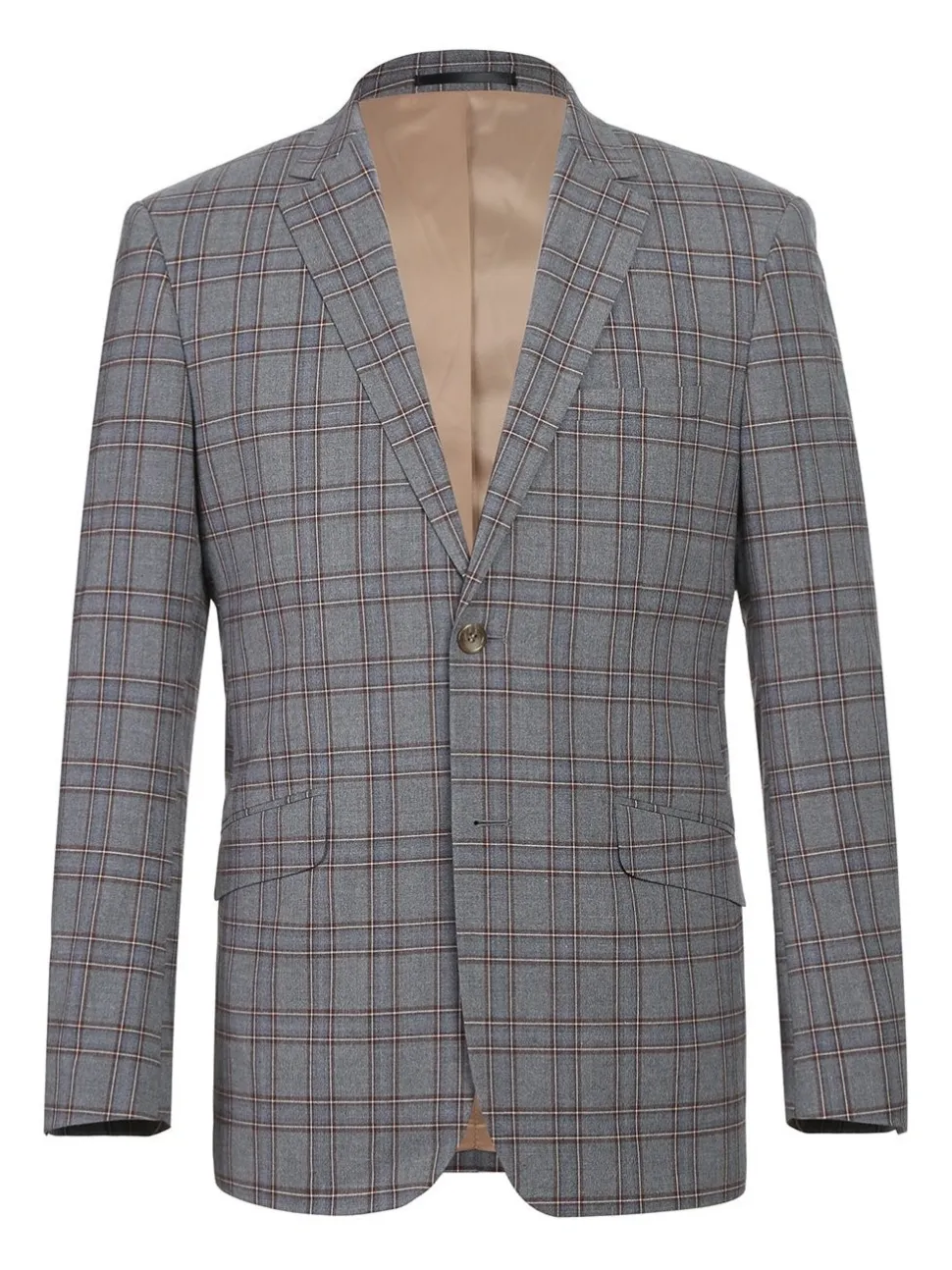 Men's Two Piece Slim Fit Stretch Windowpane Check Suit