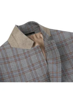 Men's Two Piece Slim Fit Stretch Windowpane Check Suit