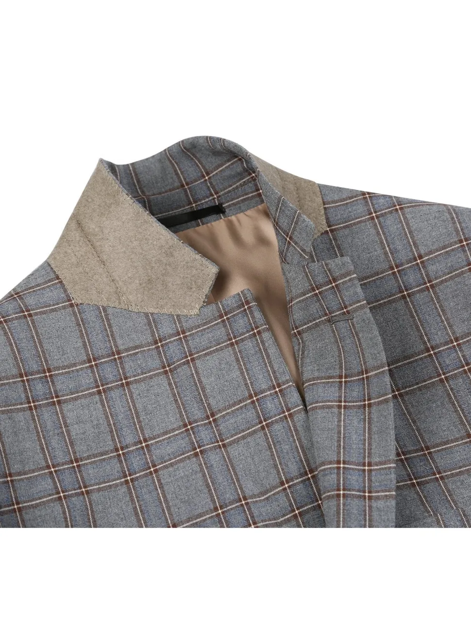 Men's Two Piece Slim Fit Stretch Windowpane Check Suit