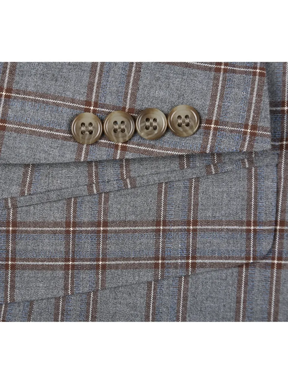 Men's Two Piece Slim Fit Stretch Windowpane Check Suit
