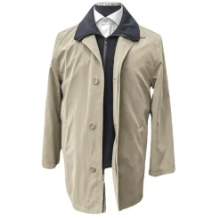 Men's Water-Proof Iconic Taupe Raincoat Jacket With Removable Liner