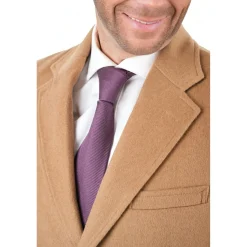 Men's Wool Cashmere Single Breasted Camel Tan 3/4 Length Car Coat Top Coat