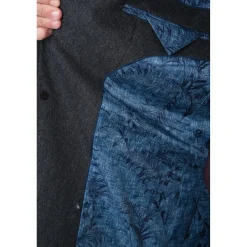 Men's Wool Cashmere Single Breasted Charcoal 3/4 Length Car Coat Top Coat