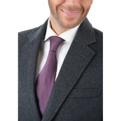 Men's Wool Cashmere Single Breasted Charcoal 3/4 Length Car Coat Top Coat