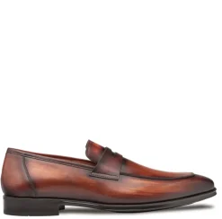 Mezlan Avenue Calfskin Cognac Rust Rubber Sole Penny Loafers