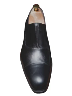 Mezlan Mens Black Slip On Cap Toe Calfskin Leather Dress Shoes