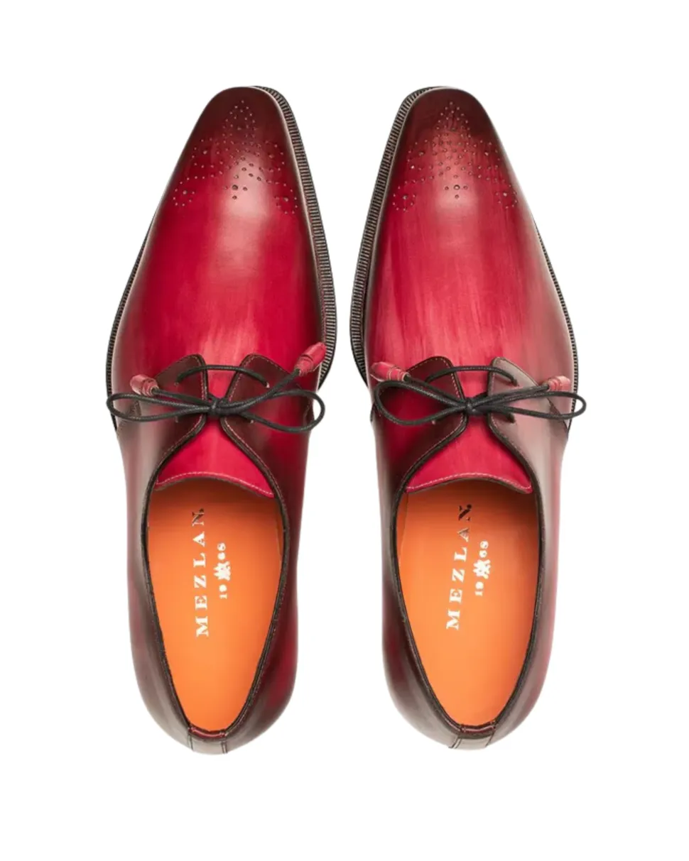 Mezlan Mens Burgundy Rust Lace-Up Oxford Leather Dress Shoes