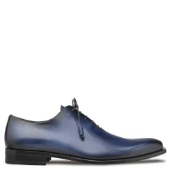 Mezlan Mens Solid Blue Lace-up Oxford Leather Dress Shoes