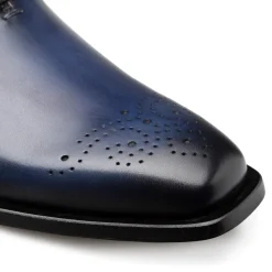 Mezlan Mens Solid Blue Lace-up Oxford Leather Dress Shoes