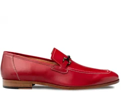 Mezlan Rios II Red Horsebit Textured Leather Slip-On Loafers