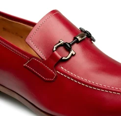 Mezlan Rios II Red Horsebit Textured Leather Slip-On Loafers