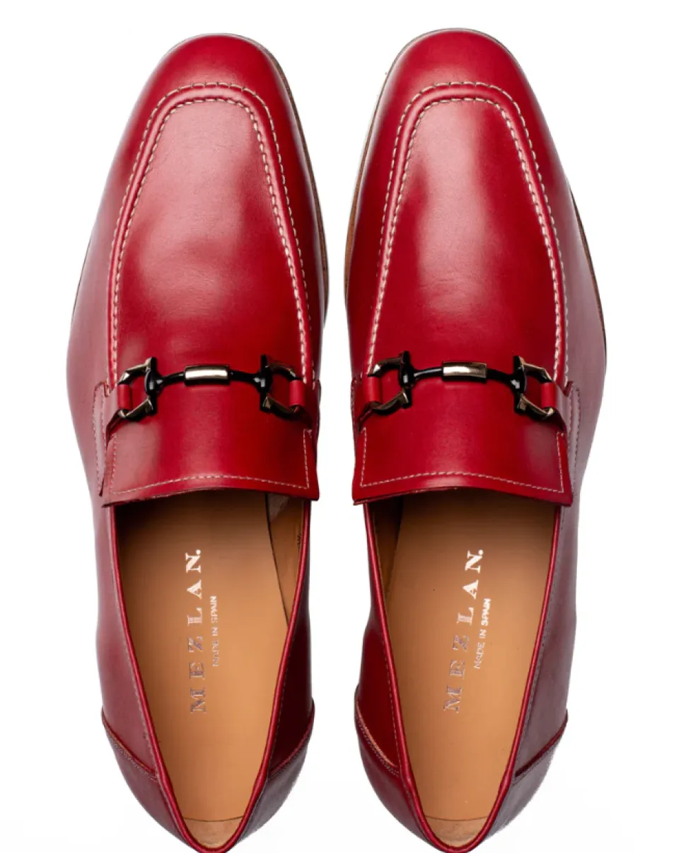 Mezlan Rios II Red Horsebit Textured Leather Slip-On Loafers