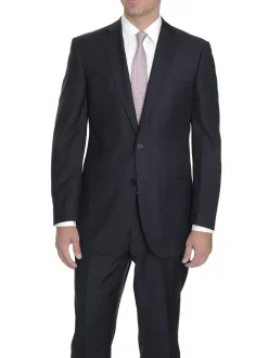 Modern Fit Blue Striped Wool Suit